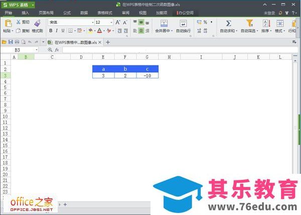 WPS表2013中二次函数图的绘制方法(全图)