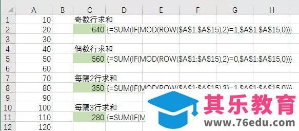 求每隔n行中的单元格之和