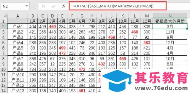 Excel怎么提取销售量最大的月份